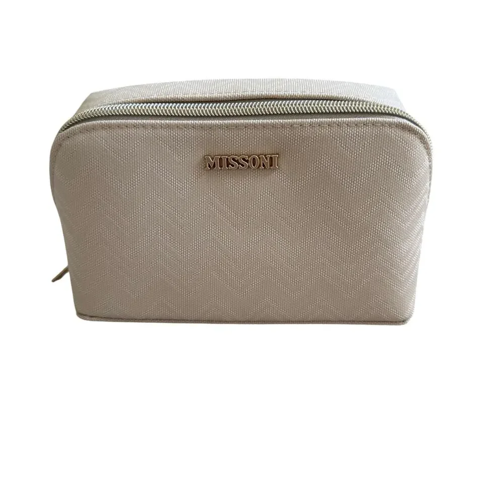 Missoni for Delta One Cream Chevron Zig Zag Travel Toiletry Case Amenity Kit Bag